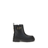 PINKO Black Calf Leather Bos Taurus Ankle Boots